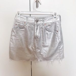 Topshop Metallic Mini Skirt